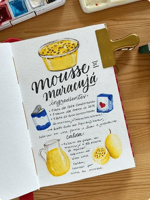 Ilustração de um mousse com aquarela